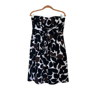 White House Black Market Women's Dress Size 10 Lined Leaves Print Black Brown